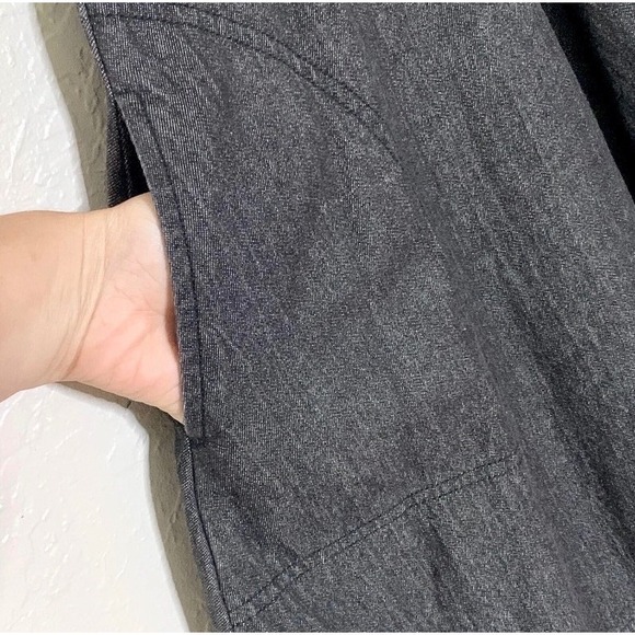 Andrea Jovine Dress 4 Women Black Pockets Charcoal Denim Fit & Flare Knee Length - Picture 4 of 7